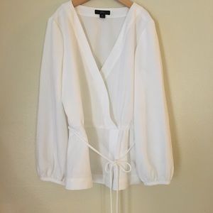 J. Crew PETITE DRAPEY CREPE FAUX-WRAP TOP